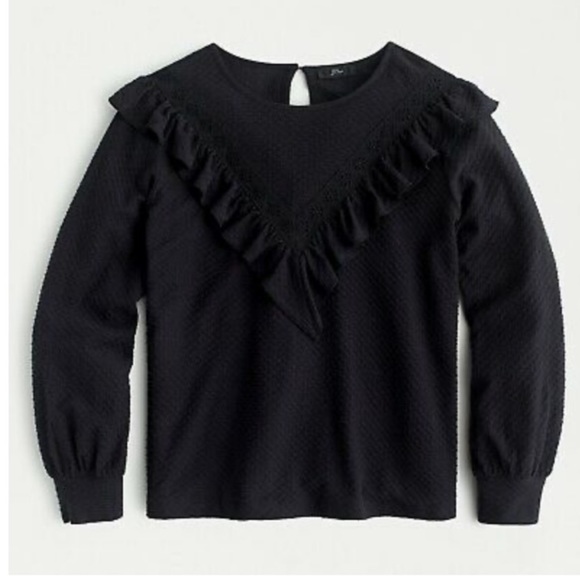 J.Crew ruffle trim honey comb knit top EUC - Picture 1 of 3